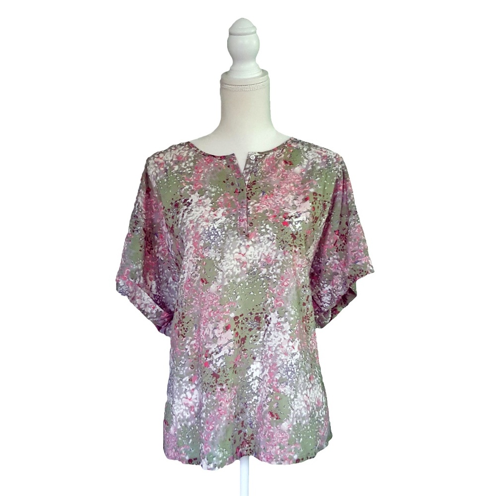 J. Crew Womens Floral Crepe De Chine Top Blouse L - Picture 1 of 8